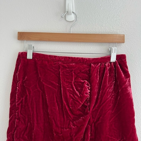 By Anthropologie Pink Ruched Montie Velvet Mini Skirt 6P - Picture 12 of 12
